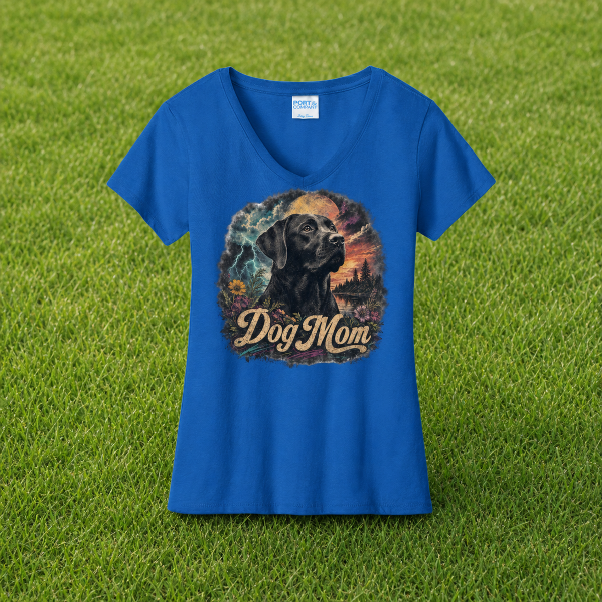 Dog Mom Black Lab V Neck