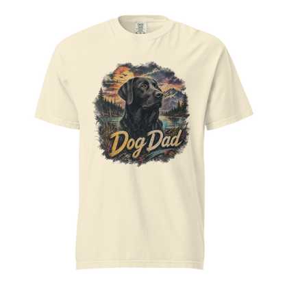 Dog Dad Black Lab T-Shirt in Ivory, front view, black Labrador retriever graphic for dog dads