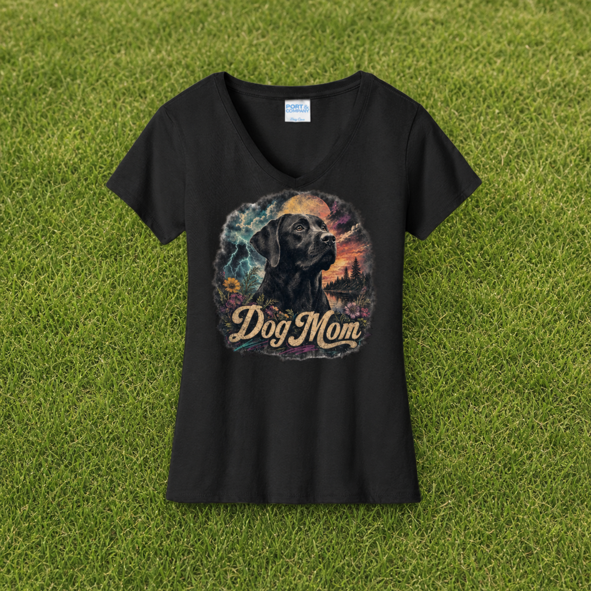 Dog Mom Black Lab V Neck