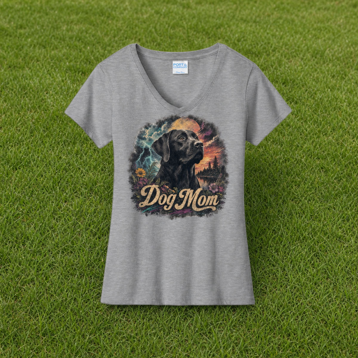 Dog Mom Black Lab V Neck