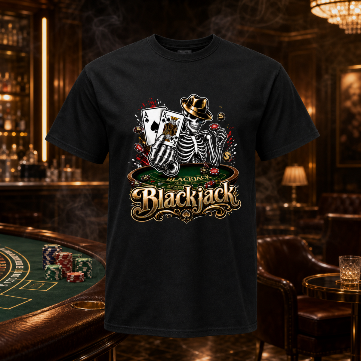 Skeleton Blackjack Tee
