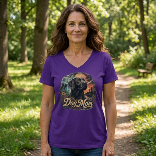 Dog Mom Black Lab V Neck